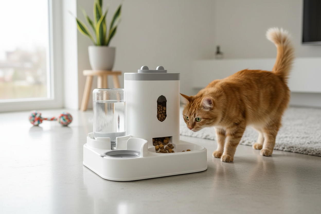 Automatic Feeder Dog Cat Food Bowl With Water Fountain